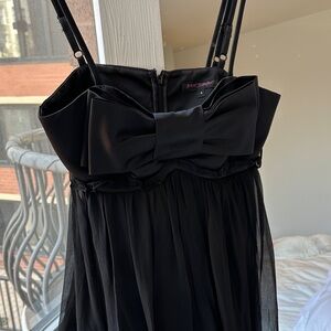 Black Chiffon Babydoll Dress with Bow